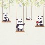 Cute Pandas Swinging Wallpaper Mural