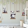 Cute Pandas Swinging Wallpaper Mural