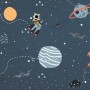 Nursery Space with Colorful Planets and Little Stars Wallpaper Mural