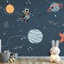 Nursery Space with Colorful Planets and Little Stars Wallpaper Mural