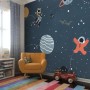 Nursery Space with Colorful Planets and Little Stars Wallpaper Mural