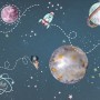 Kids Shining Space with Watercolor Bear Astronaut Wallpaper Mural