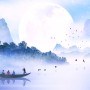 Kids Lakescape with Little Canoe Wallpaper Mural