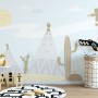 Cartoon Landscape with Happy Sun Wallpaper Mural