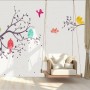 Kids Cartoon Tree with Colorful Singing Birds Wallpaper Mural