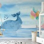 Cartoon Sea with Pink Elephant and Whales Wallpaper Mural