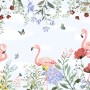 Flamingo with Colorful Floral Wallpaper Mural