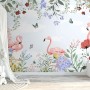 Flamingo with Colorful Floral Wallpaper Mural