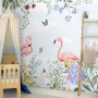Flamingo with Colorful Floral Wallpaper Mural