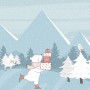Ice Skater White Bear on the Snowy Winter Forest Wallpaper Mural