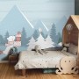 Ice Skater White Bear on the Snowy Winter Forest Wallpaper Mural