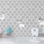 Kids Gray Fishscale Pattern and White Deer Wallpaper Mural