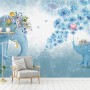 Cartoon Blue Elephant Wallpaper Mural