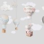 Little Hot Air Balloons with Clouds Wallpaper Mural