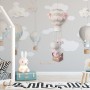 Little Hot Air Balloons with Clouds Wallpaper Mural