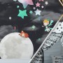 Little Prince and Moon with Watercolor Stars Wallpaper Mural
