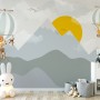 Kids Nursery Mountain Landscape with Hot Air Balloon Wallpaper Mural