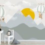 Kids Nursery Mountain Landscape with Hot Air Balloon Wallpaper Mural