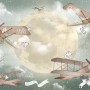 Kids Moon with Aircraft Wallpaper Mural