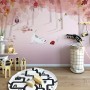 Pink Forest with Cats and Owl Wallpaper Mural