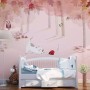 Pink Forest with Cats and Owl Wallpaper Mural