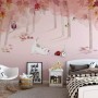 Pink Forest with Cats and Owl Wallpaper Mural