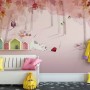 Pink Forest with Cats and Owl Wallpaper Mural