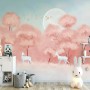 Pink Forest and Horned Deer Wallpaper Mural
