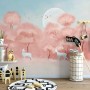 Pink Forest and Horned Deer Wallpaper Mural