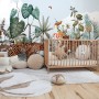 Kids Watercolor Forest with Leopard Wild Animals Wallpaper Mural