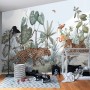 Kids Watercolor Forest with Leopard Wild Animals Wallpaper Mural