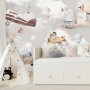Nursery Cartoon Animals Flying with Aircraft Wallpaper Mural