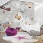 Nursery Cartoon Animals Flying with Aircraft Wallpaper Mural
