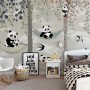 Nursery Panda Bear on Hammock Trees Wallpaper Mural