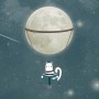 Swinging Cat with Shining Moon Children Wallpaper Mural