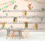 Cartoon Animals on Music Notes Wallpaper Mural