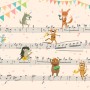 Cartoon Animals on Music Notes Wallpaper Mural
