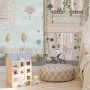 Panda Bear with Balloons  in front of Floral Garden Home Kids Wallpaper Mural