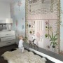 Panda Bear with Balloons  in front of Floral Garden Home Kids Wallpaper Mural