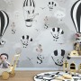 Hot Air Balloon with Cartoons Animals Kids Nursery Wallpaper Mural