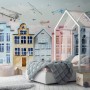 Helicopters on Colorful Amsterdam Style Houses Wallpaper Mural