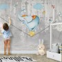 Slackline with Cartoon Elephant on the Ball Wallpaper Mural