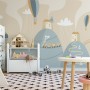 Soft Hot Air Balloon with Little Home Wallpaper Mural