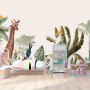 Watercolor Jungle and Safari Animals Wallpaper Mural