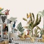 Watercolor Jungle and Safari Animals Wallpaper Mural