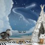 Cartoon Whale with Nightscape Wallpaper Mural