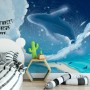 Cartoon Whale with Nightscape Wallpaper Mural