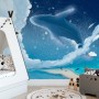 Cartoon Whale with Nightscape Wallpaper Mural