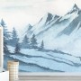 Kids Mountain Landscape with Cartoon Bear Wallpaper Mural
