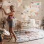 Kids Wooden Style World Map with Colorful Animal Silhouette Wallpaper Mural